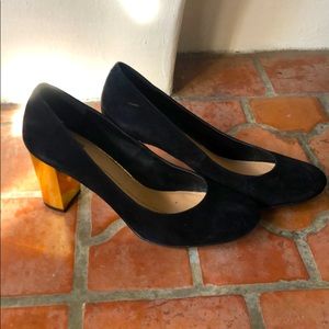 Dolce Vita Dollie Suede and Gold heels